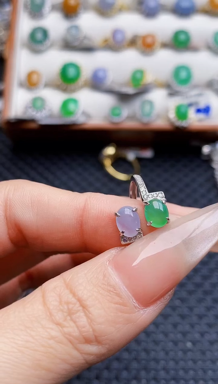 银S925镶嵌戒指翡翠7057