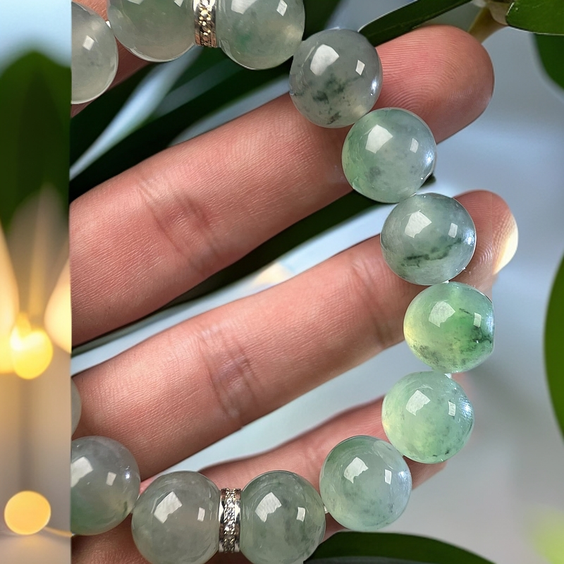 翡翠冰种飘花手串