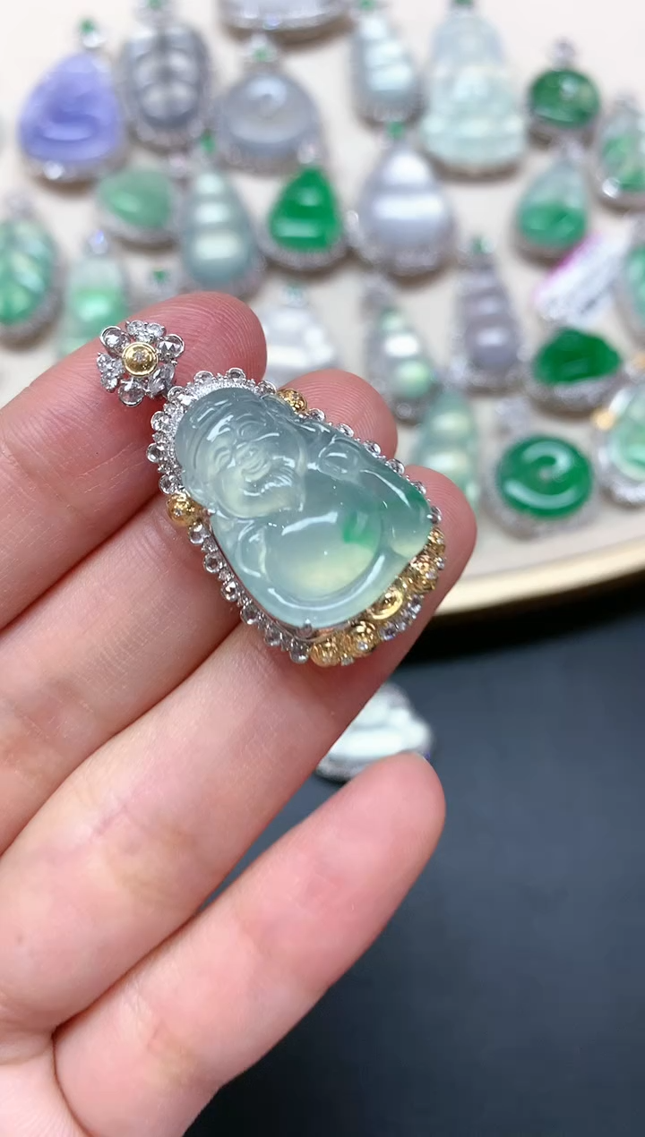 【闪购商品】翡翠吊坠(不含链)18K金镶嵌A258|14800