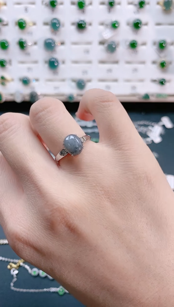 【闪购商品】翡翠戒指银S925镶嵌天然翡翠