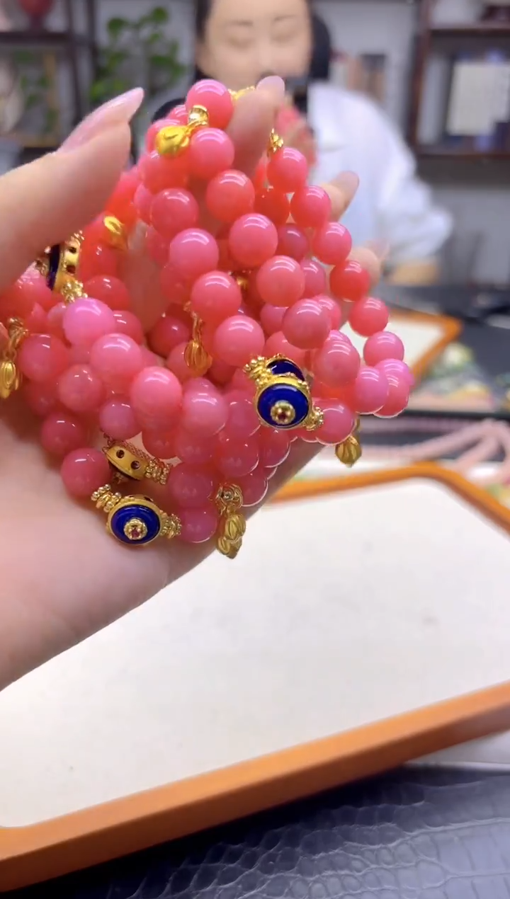 未镶嵌菱锰矿（红纹石）手绳DIY款S962