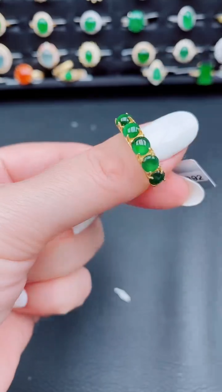 【闪购商品】翡翠戒指银S925镶嵌天然a货翡翠29