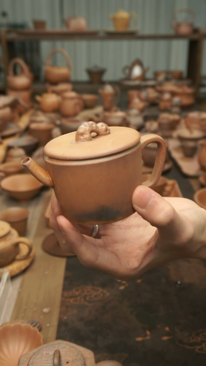 老岩泥原矿料  太湖石汉瓦壶150ml