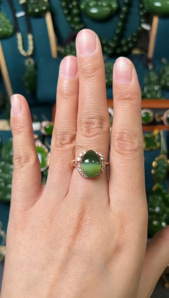 【闪购商品】和田玉（碧玉）戒指银S925镶嵌碧玉