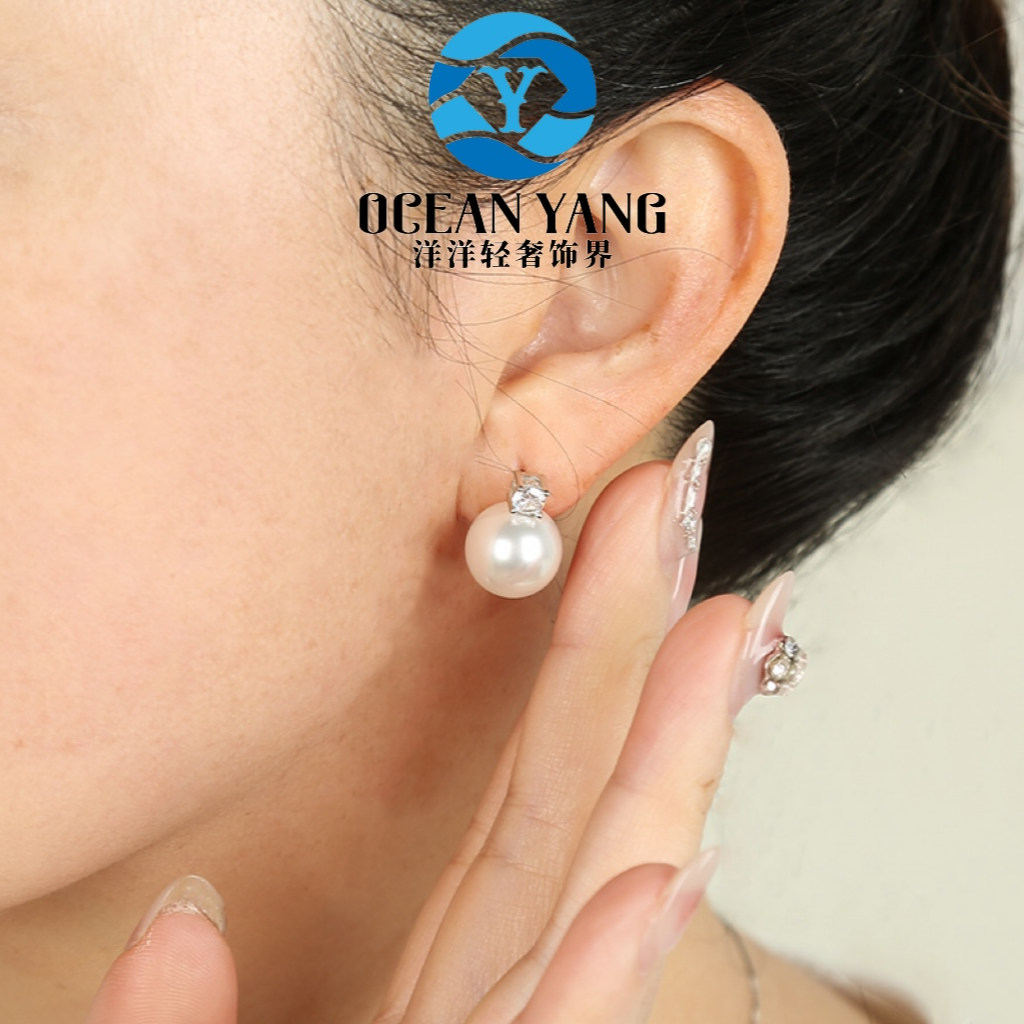 925银银制品 YyQs——S925银 12mm 戴妃设计款耳钉