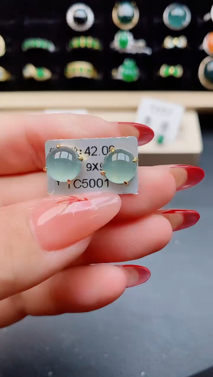 【闪购商品】翡翠耳饰银S925镶嵌12121