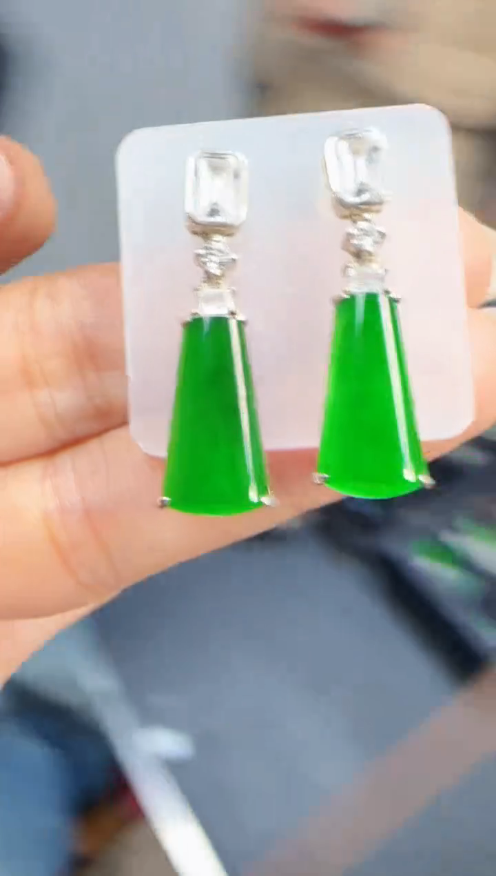 未镶嵌定制翡翠翡翠耳环90