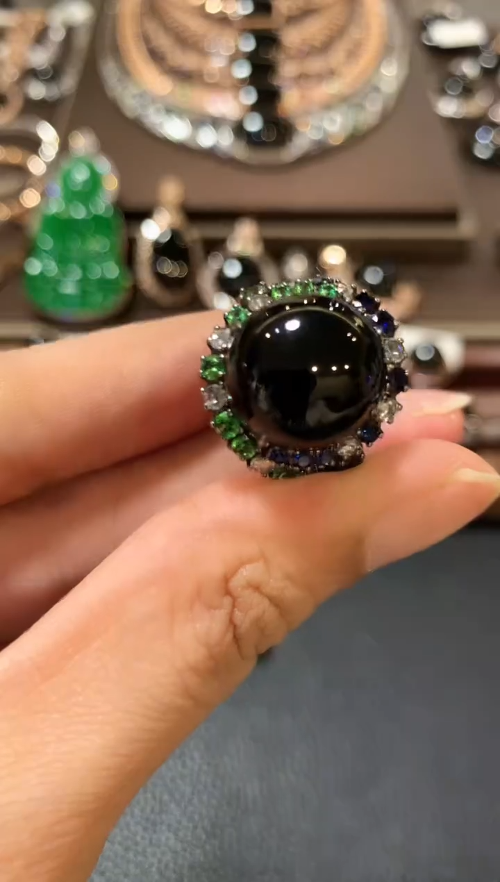 18K金镶嵌戒指翡翠m180   