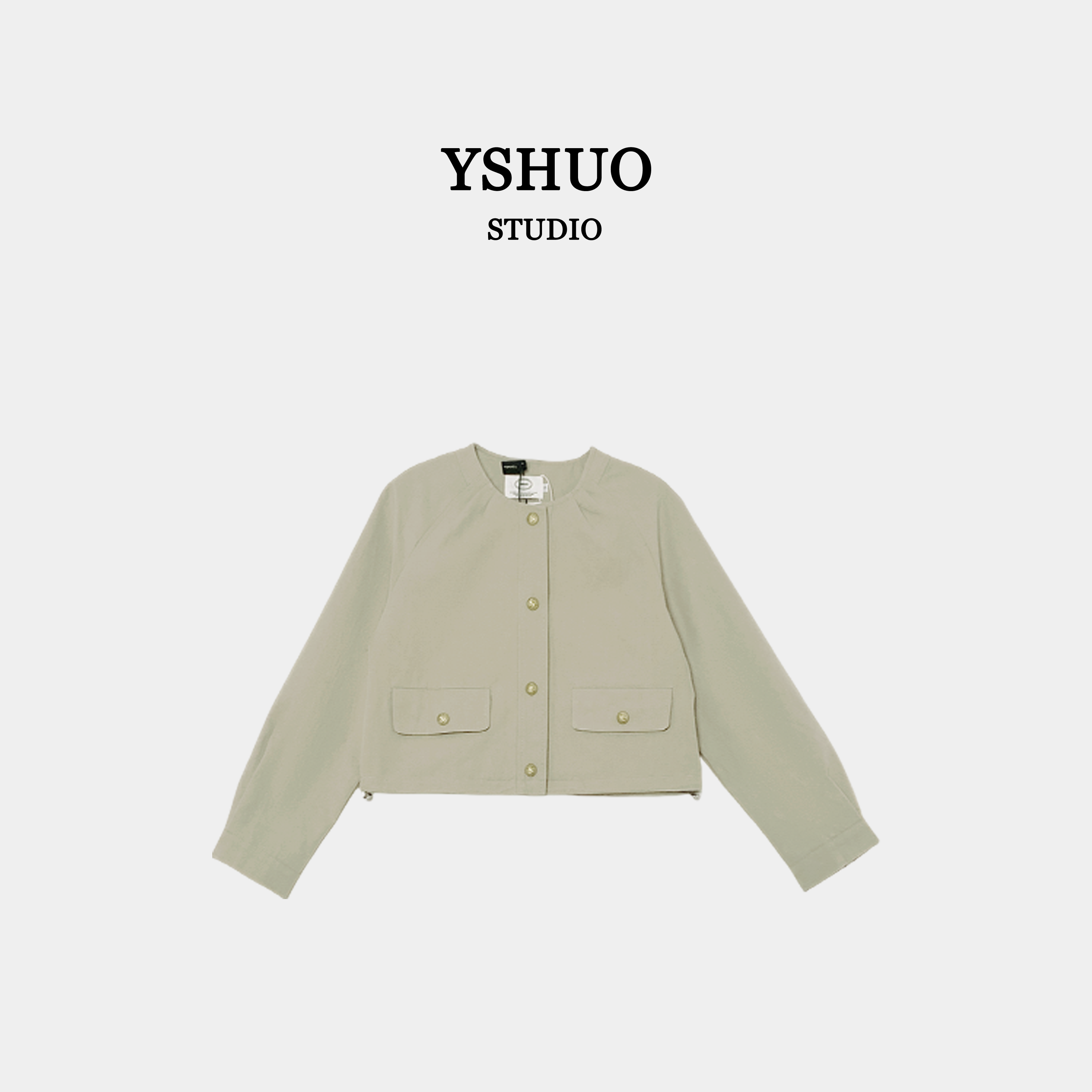 YSHUO【弥香外套】初秋圆领小金扣时尚收口袖高级压遮外套 9083