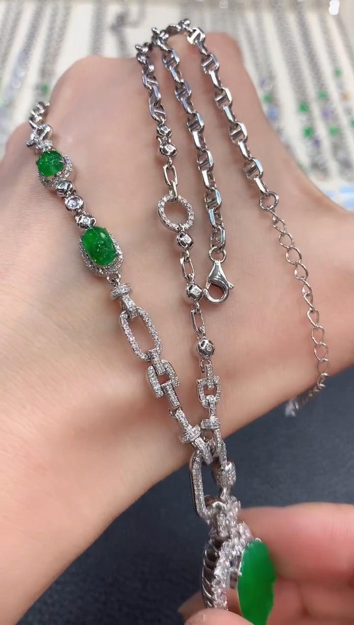 【闪购商品】翡翠项链18K金镶嵌n26 不退换