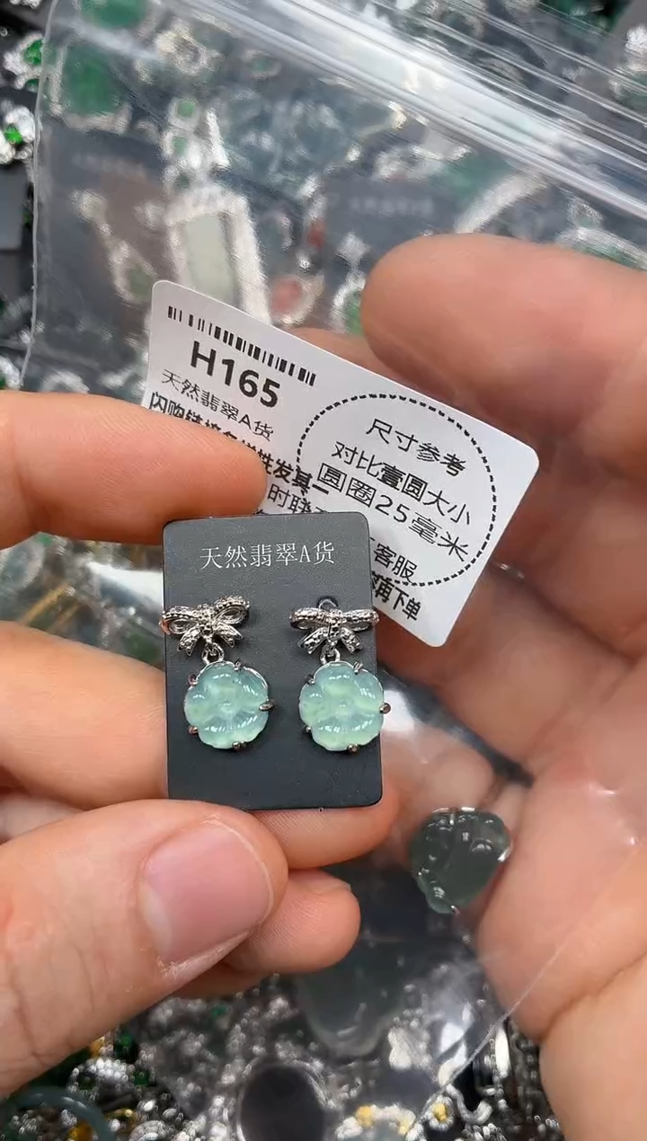 颈饰未镶嵌翡翠H165耳钉
