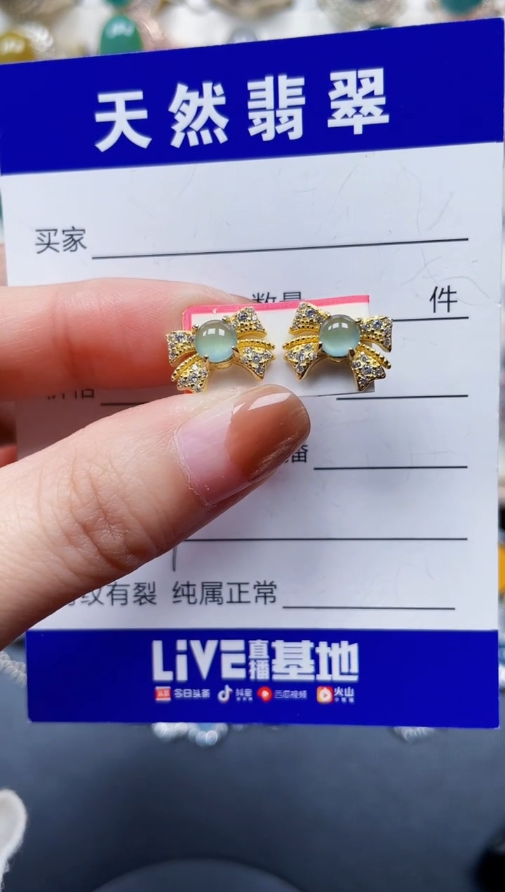 银S925镶嵌翡翠耳饰191