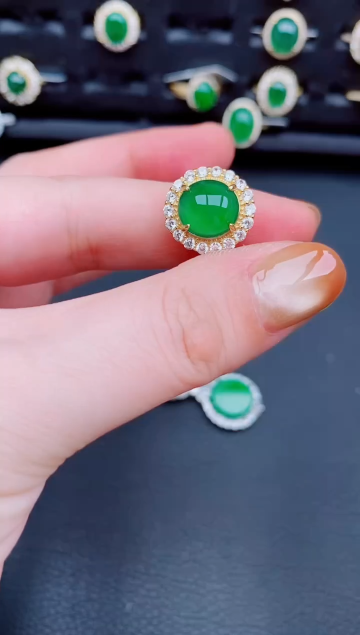 【闪购商品】翡翠戒指银S925镶嵌天然a货翡翠258