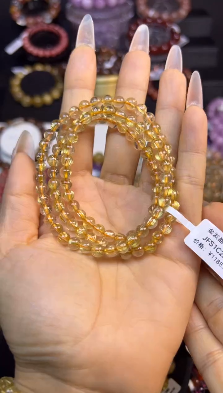 未镶嵌手串水晶金发晶三圈5.8mm