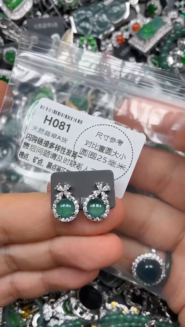 颈饰未镶嵌翡翠H081耳钉