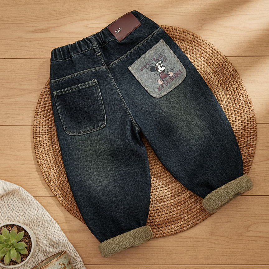 儿童加绒牛仔裤男童新款韩版冬装中小童加厚宝宝秋冬季休闲裤潮裤