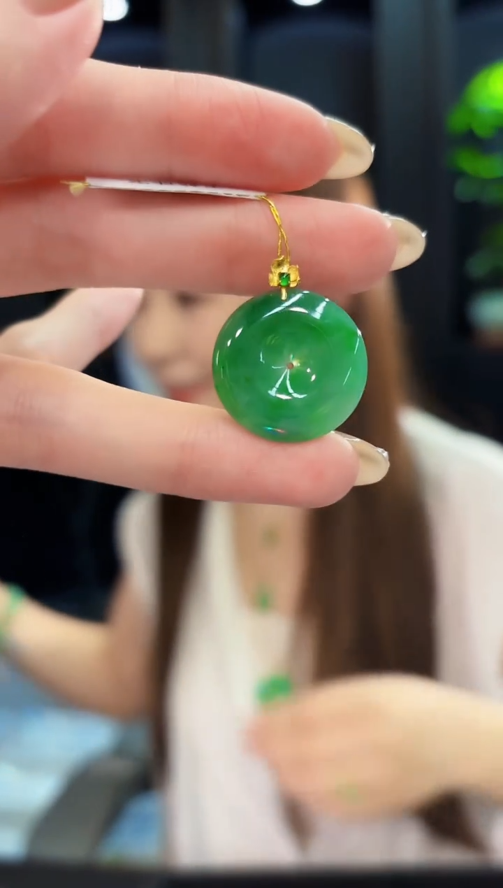 翡翠18K金镶嵌颈饰 缅料A货/支持复检/一件