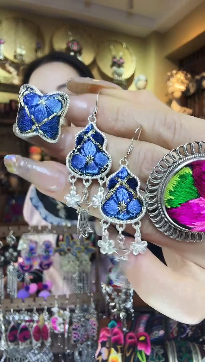 刺绣非遗刺绣民族风耳环