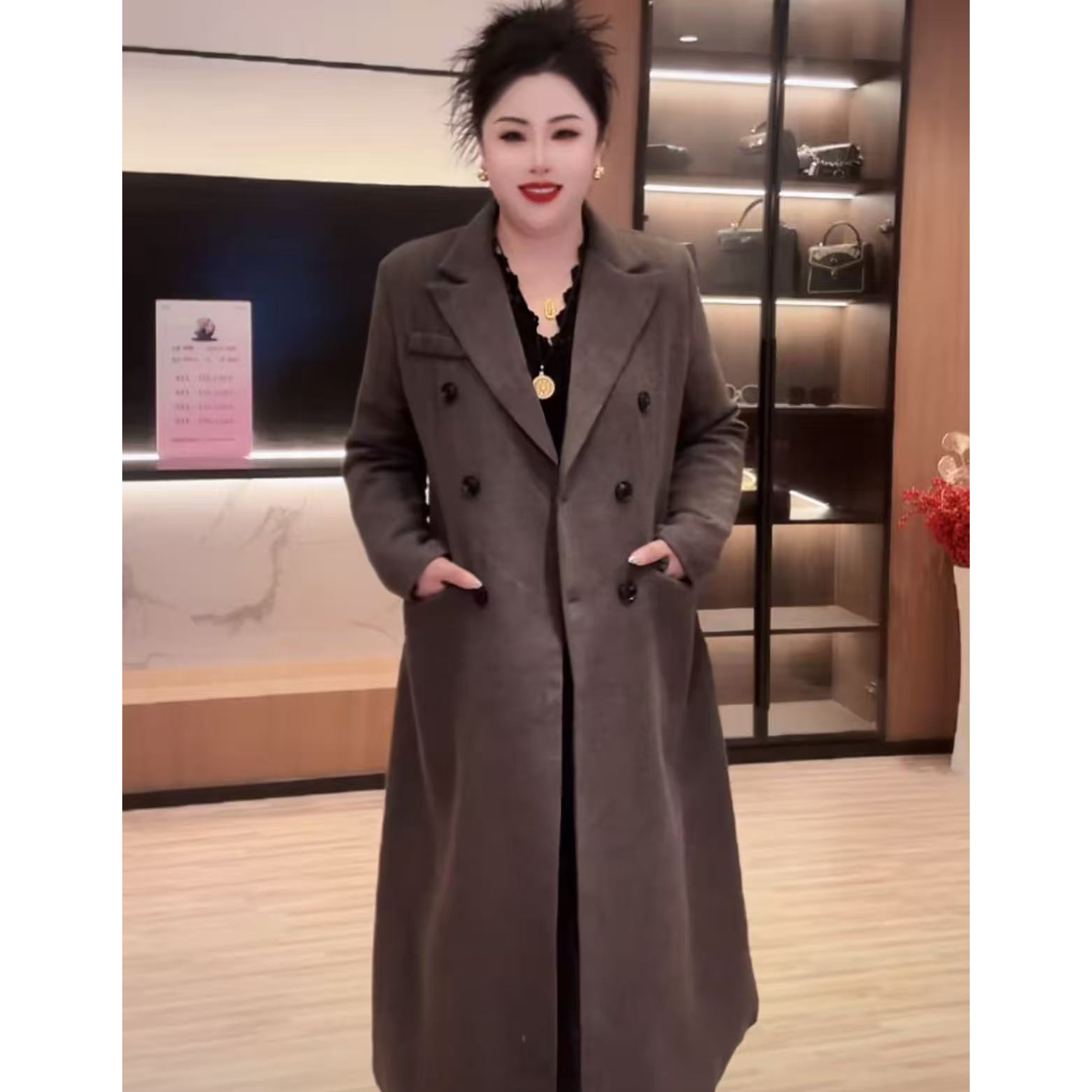 9531法式复古风衣外套女秋冬2025新款赫本风长款高级感洋气大衣NJ