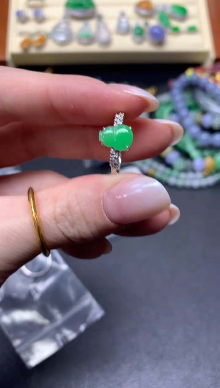 【闪购商品】翡翠戒指18K金镶嵌戒指|1800+180