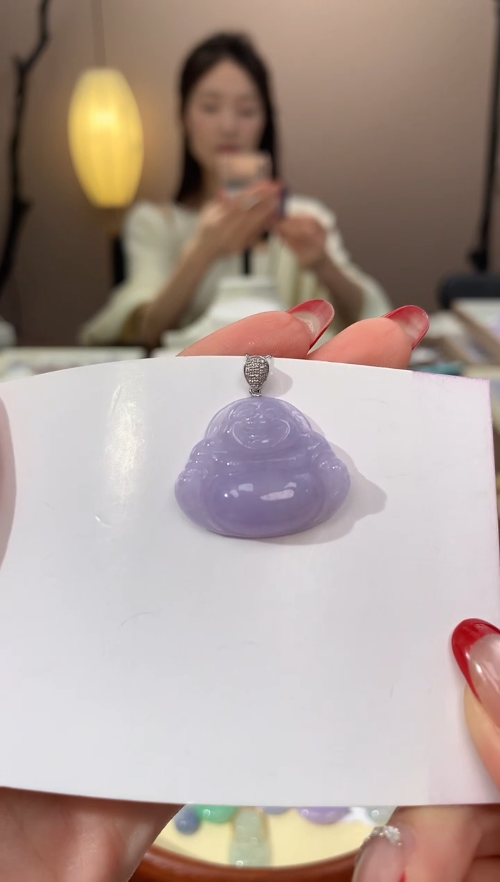 【闪购商品】翡翠颈饰18K金镶嵌天然缅甸a货翡翠