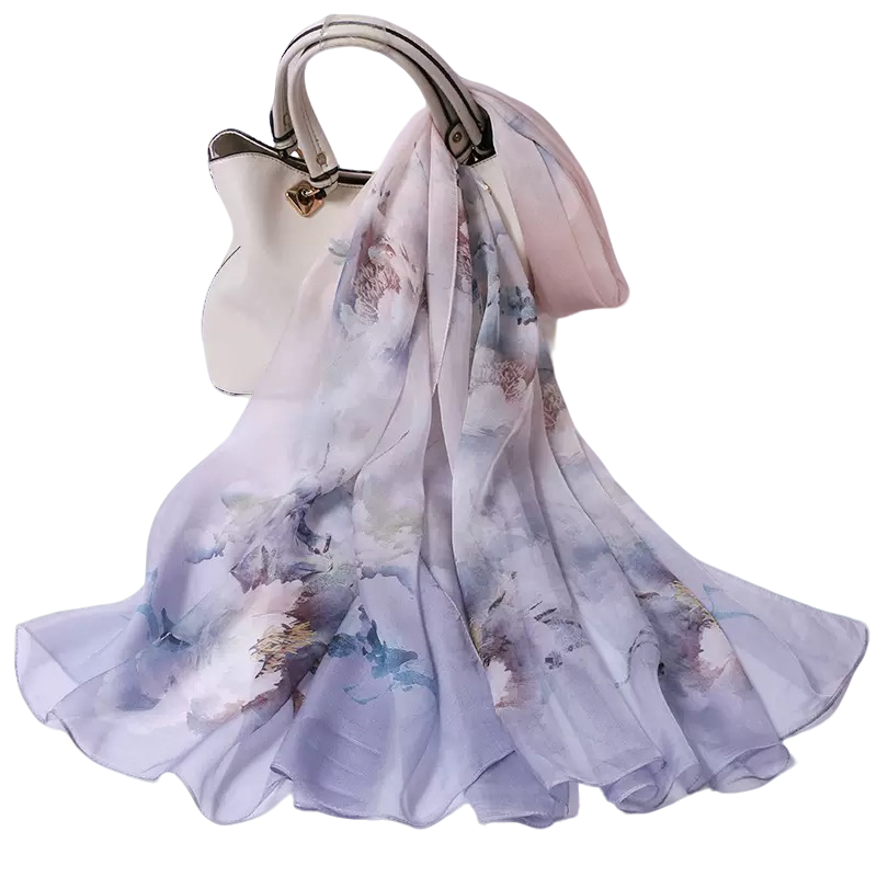 高端定制100%桑蚕丝数吗喷绘长巾