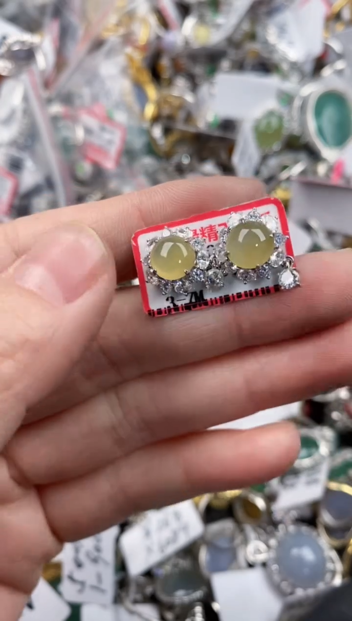 银S925镶嵌戒指翡翠444               8