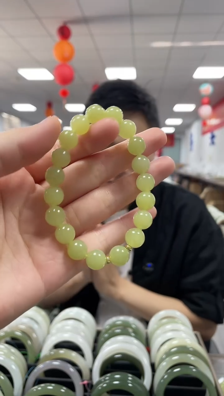 手链未镶嵌和田玉高品黄玉卡10手串一条