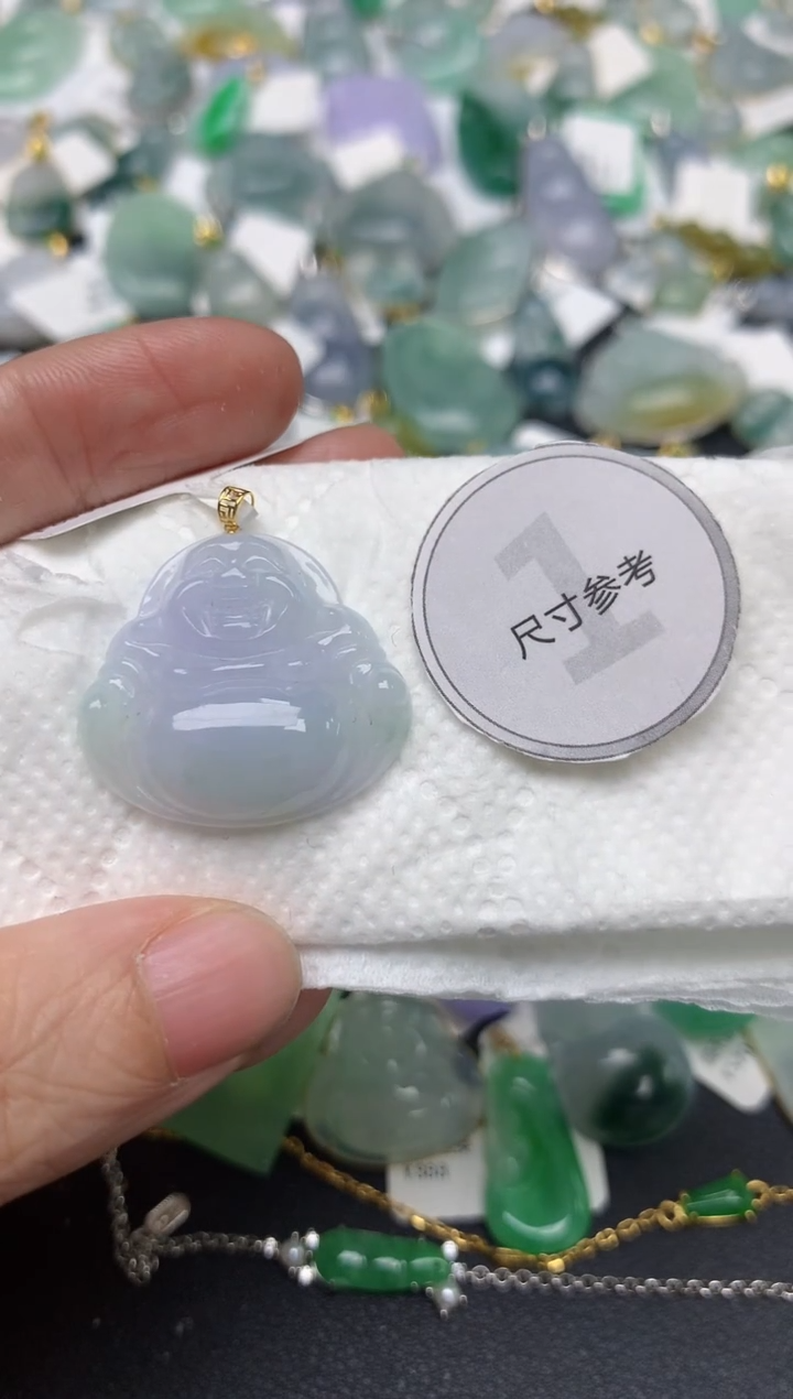 颈饰18K金镶嵌翡翠天然缅甸A货翡翠
