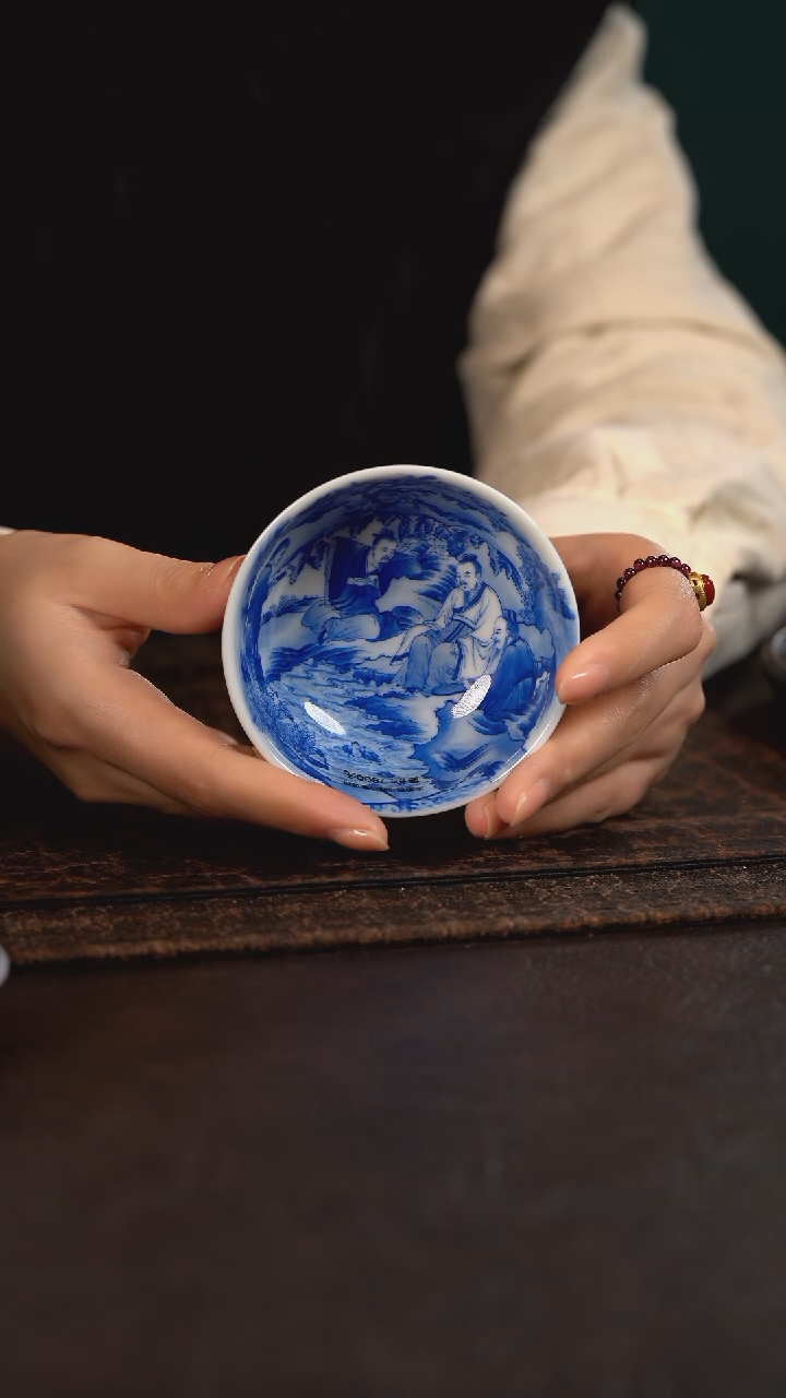 【闪购商品】杯仪贤堂唐宝相内桃花源记高脚普洱杯