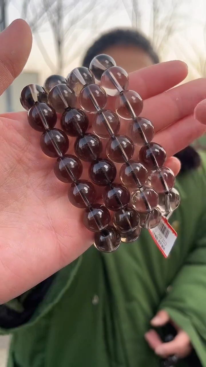 【闪购商品】烟晶手链未镶嵌天然茶晶手串多样性发一13mm
