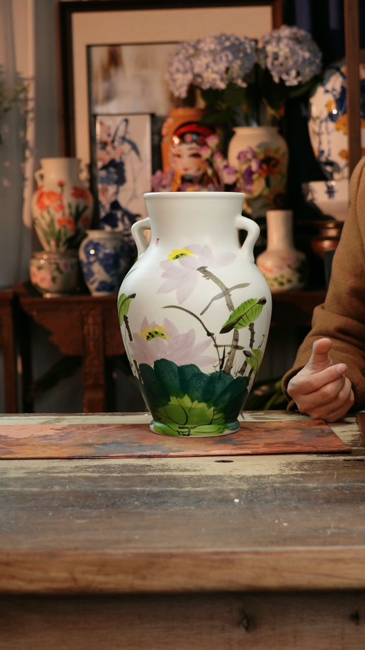 【闪购商品】瓷片景德镇纯手工釉下彩精品花瓶