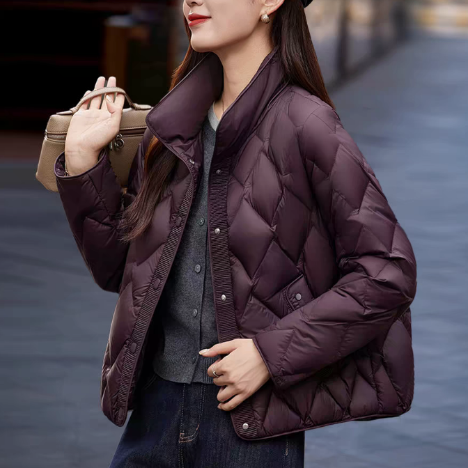 【进口品质】紫烟2025新款保暖气质鸭绒羽绒服外套d272佳佳
