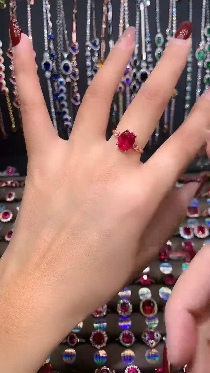 【闪购商品】红宝石戒指银S925镶嵌6.8