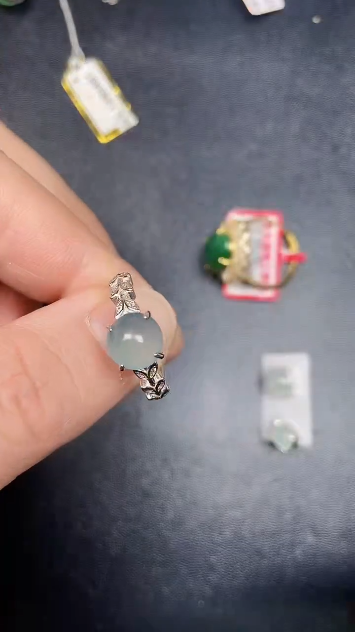 银S925镶嵌戒指翡翠8100