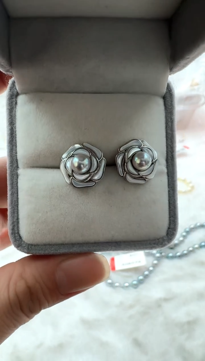 【闪购商品】海水珍珠AQ银S925镶嵌海水珍珠耳钉@@YE425