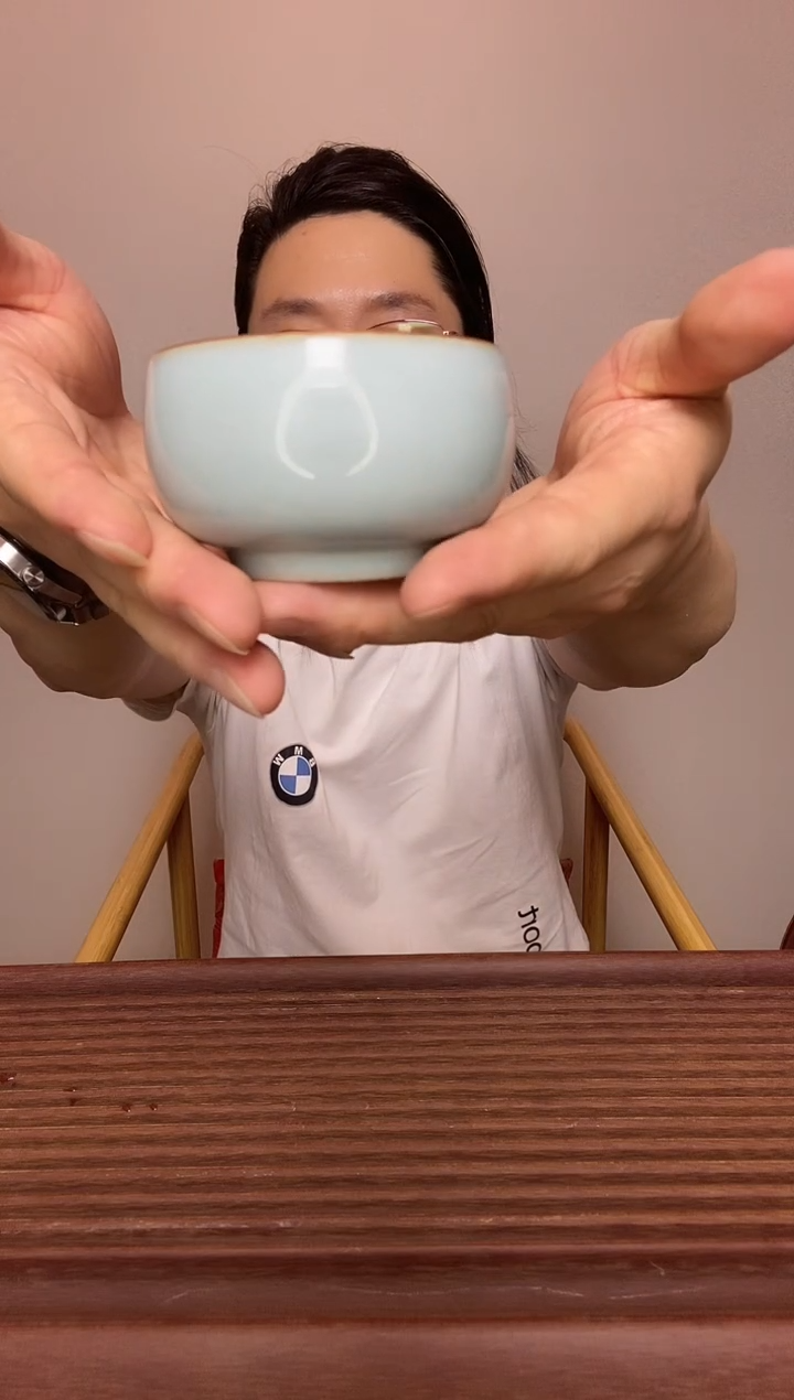 杯子廷怀窑天青色支钉烧禅定杯（定闪可开价）