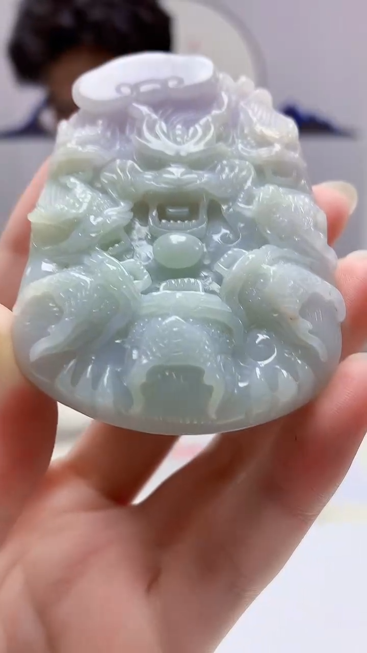 【闪购商品】定制翡翠未镶嵌4688zm-毛货挂件龙牌63