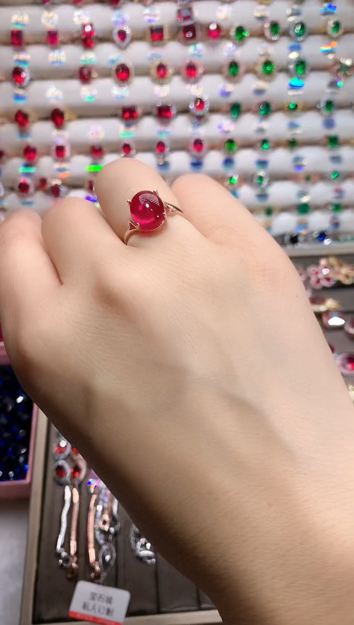【闪购商品】红宝石戒指银S925镶嵌玫瑰金