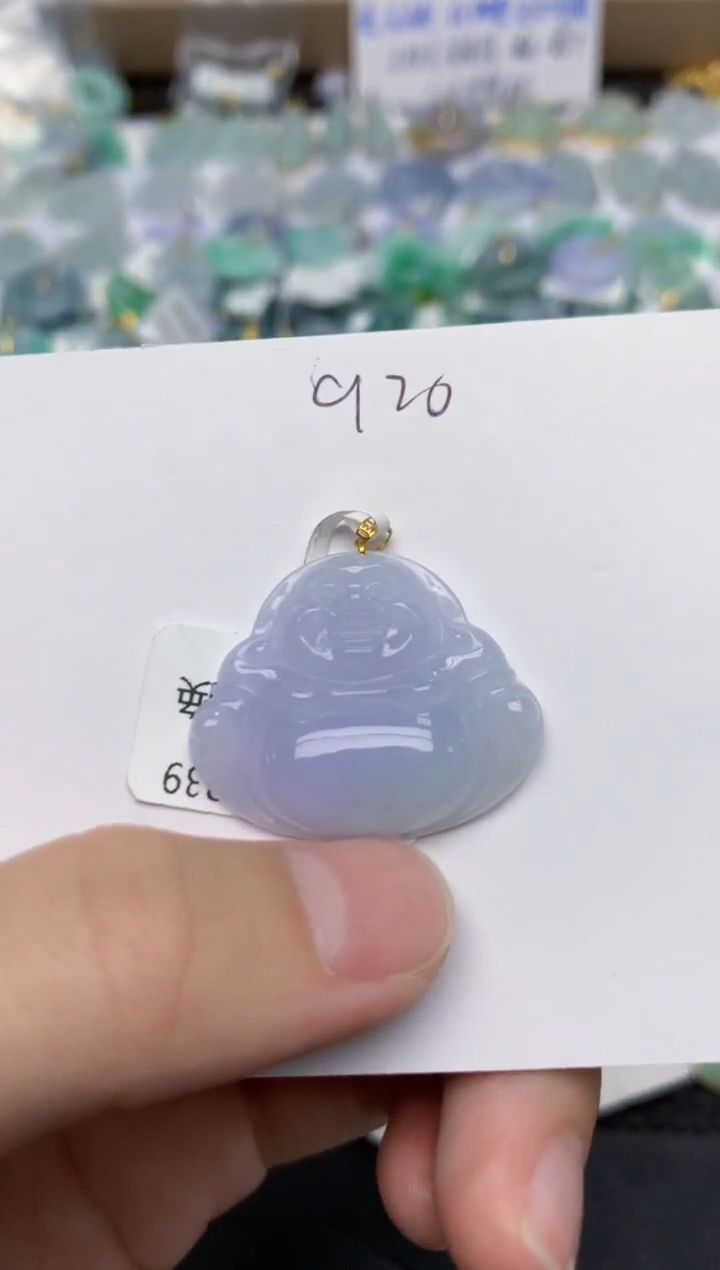 翡翠18K金镶嵌颈饰天然缅甸A货翡翠