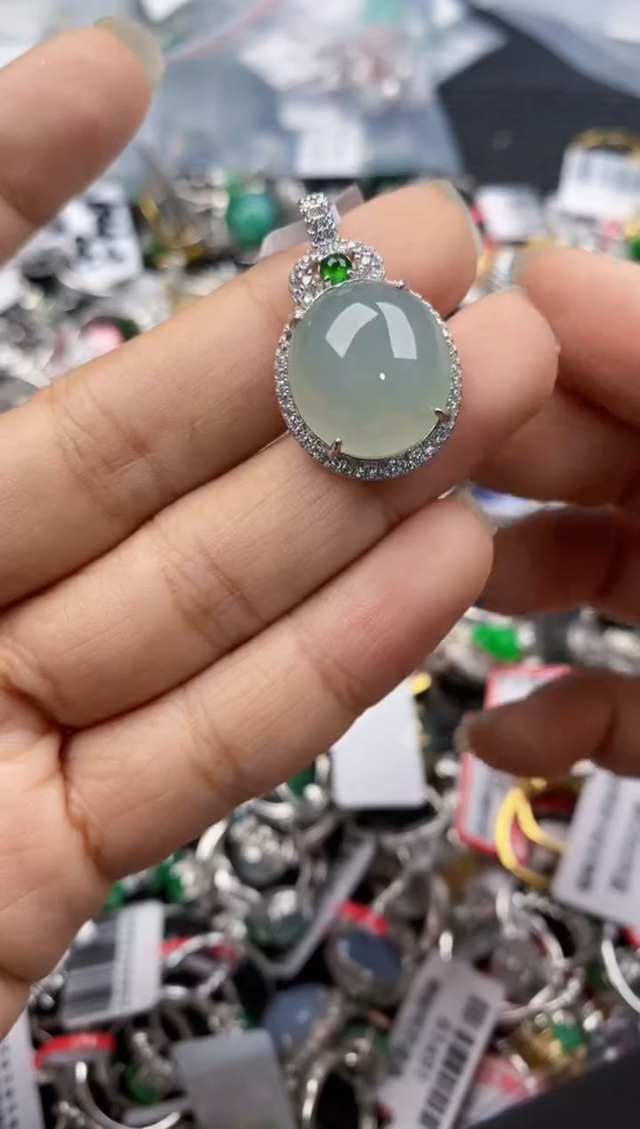 银S925镶嵌戒指翡翠333---7