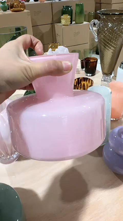 【闪购商品】玻璃粉色扁瓶