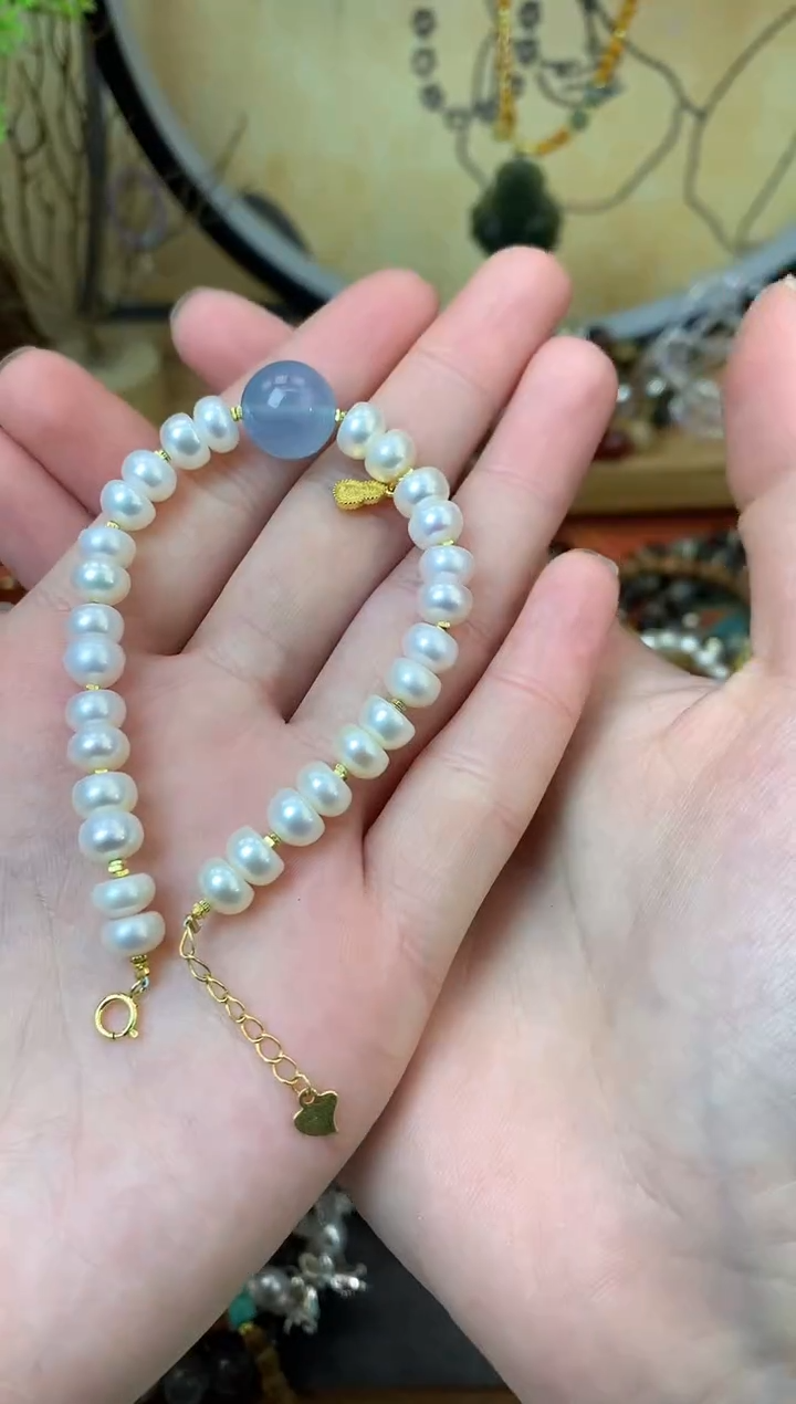 【闪购商品】淡水珍珠手绳银S925镶嵌452