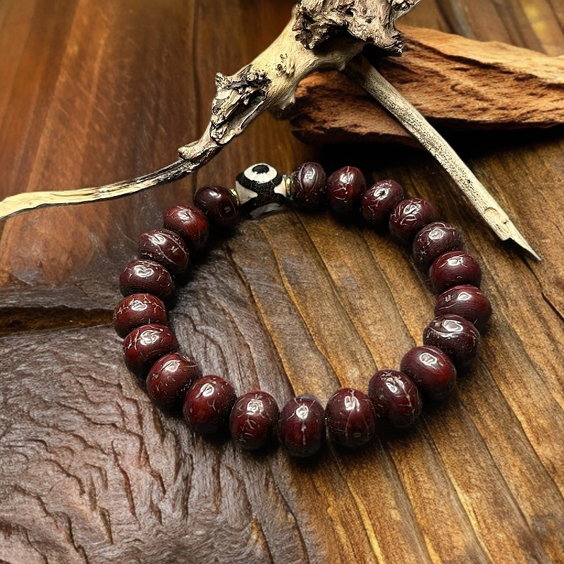 捻艺文玩凤眼菩提手串天然车轮算盘珠酥油供成品开眼包浆玉化13mm