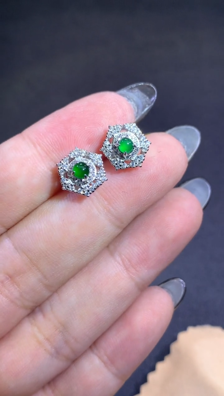 【闪购商品】翡翠挂件未镶嵌耳钉-18