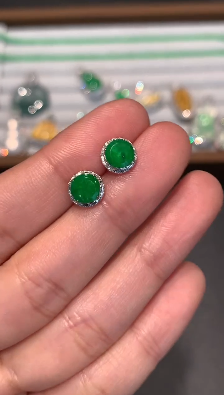 【闪购商品】翡翠耳饰18K金镶嵌2180       