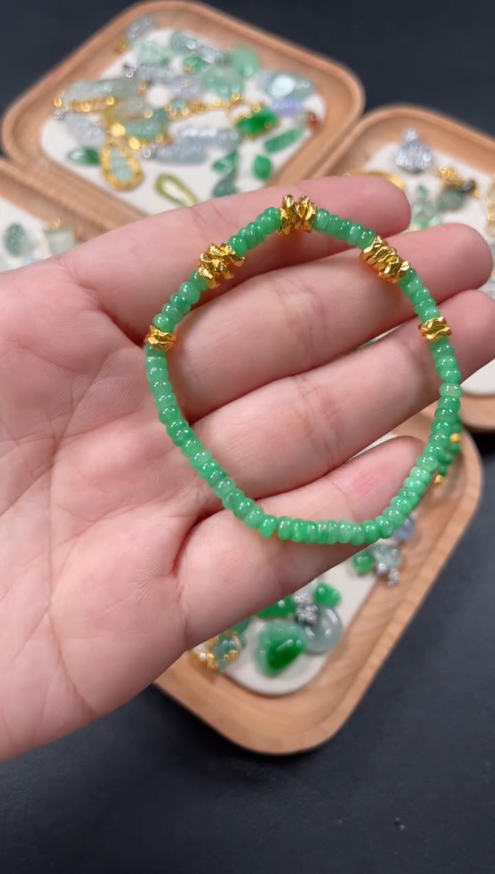 翡翠足金镶嵌套链多样性   发货一条   P205