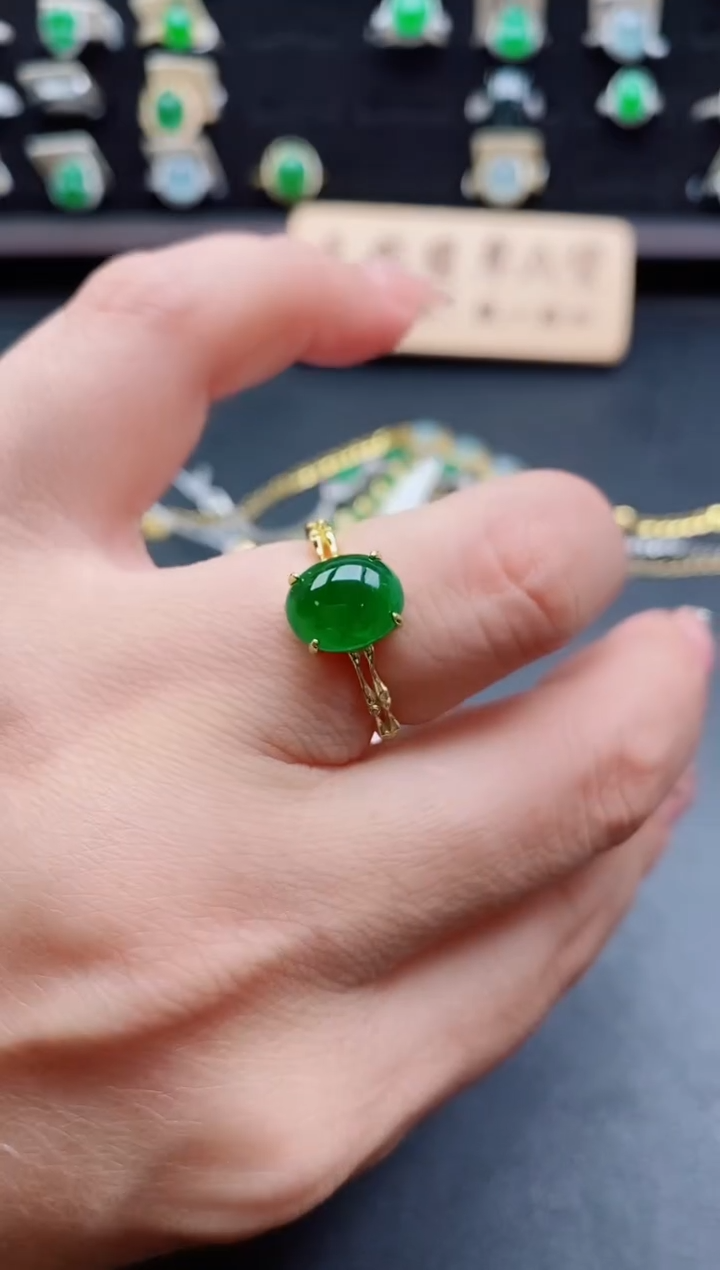 银S925镶嵌戒指翡翠1