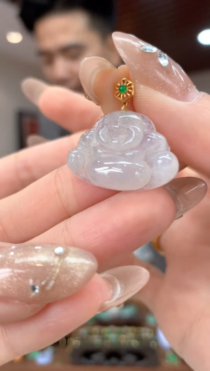 【闪购商品】翡翠吊坠(不含链)18K金镶嵌佛公