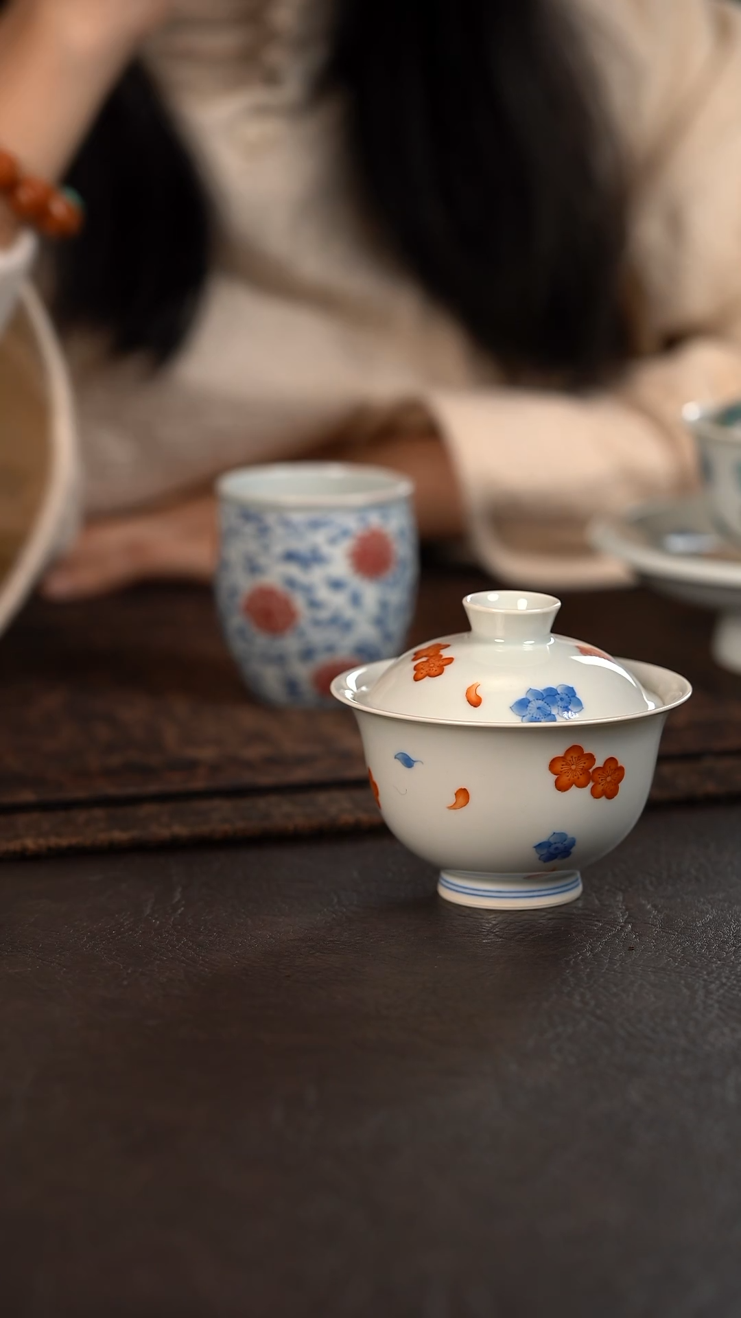 【闪购商品】杯聚澜堂矾红桃花鳜鱼盖碗